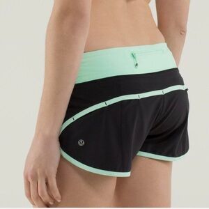 lululemon athletica Black Running Shorts with Mint Trim
